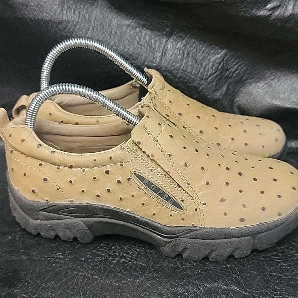 Ropers faux Ostrich slip on Women's size 9. Rugged Rubber out sole - Picture 7 of 9